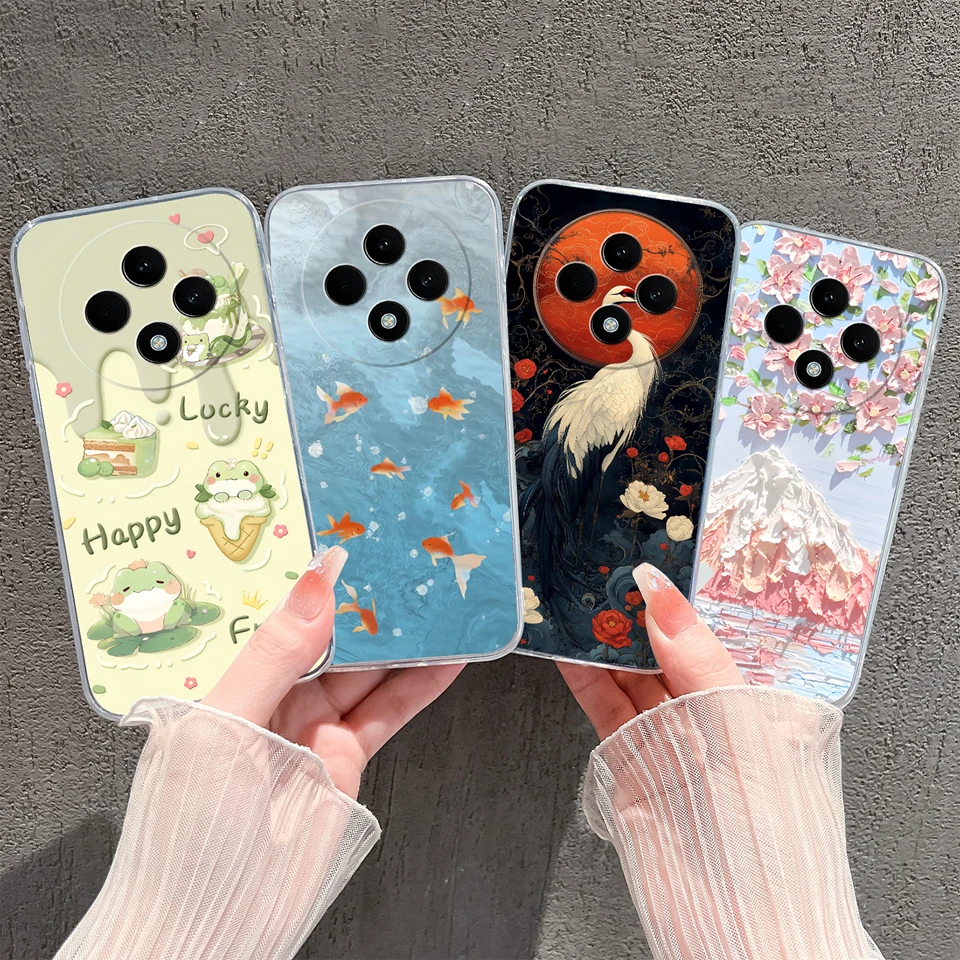 For OPPO Reno12F 12Pro Cases Cartoon Kitten Flower Non-slip High Quality Clear Cover For OPPO Reno 12 Pro 12F Aesthetic Shell