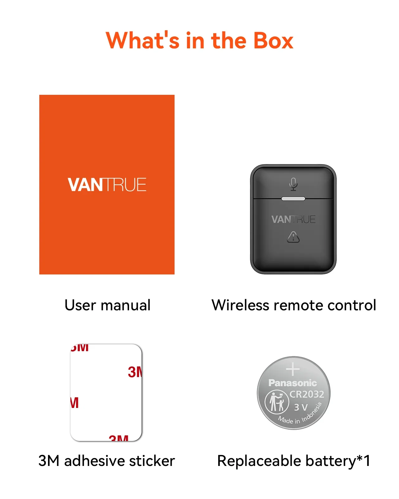 Vantrue-Controle Remoto Sem Fio com Bloqueio de Eventos, Áudio Instantâneo, Alcance 9,8 pés, Uso com Vantrue E1, E2, E3, N4 Pro, N5