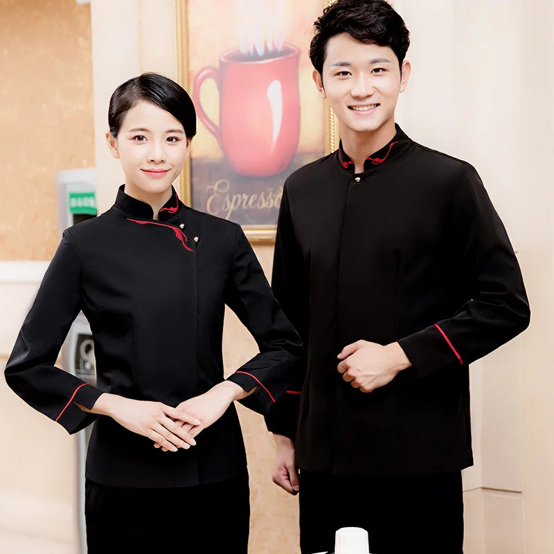 

Hotel Uniform Long Sleeve Hot Pot Restaurant Waiter Workwear Catering Farmhouse Cafe Western Restaurant Employee Uniform