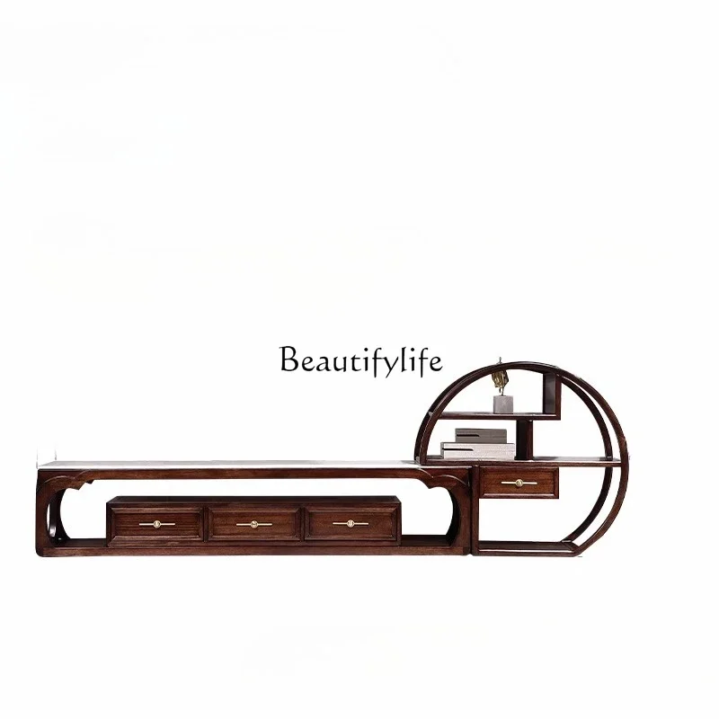 

ls 27New Chinese ebony TV cabinet combination modern simple floor cabinet light luxury solid wood