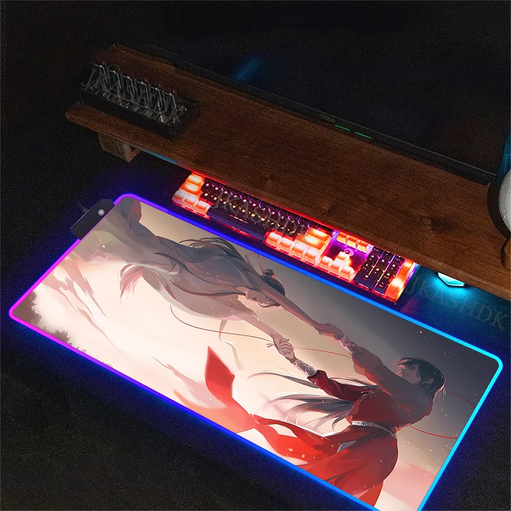 RGB Heaven Official’s Blessing Mouse Pad Gaming Mouse Pad PC Mousepad Anime Led Backlight Carpet Keyboard Desk Mats Backlight