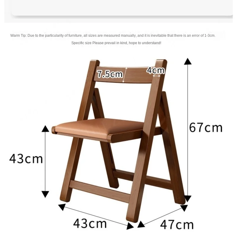 Simple Solid Wood Folding Chair Dining Chair Small House Simple Foldable Back Chair Outdoor Home Portable Chairs For Kitchen