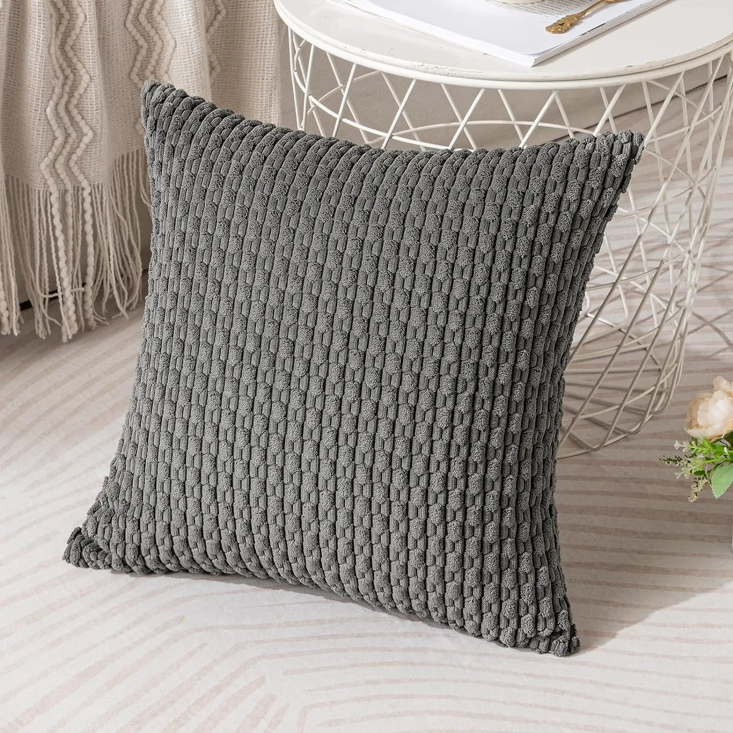 Polyester Pillow Covers Decorative 50x50cm Throw Pillow Cover 20x20 Inch for Living Room Soft Striped Cushion Covers Home Decor