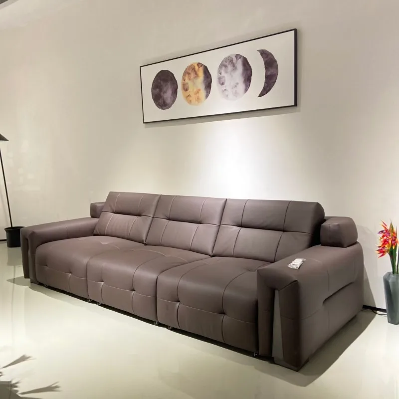 Italian minimalist sofa, large and small apartment living room three-person sofa, electric function retractable sofa bed