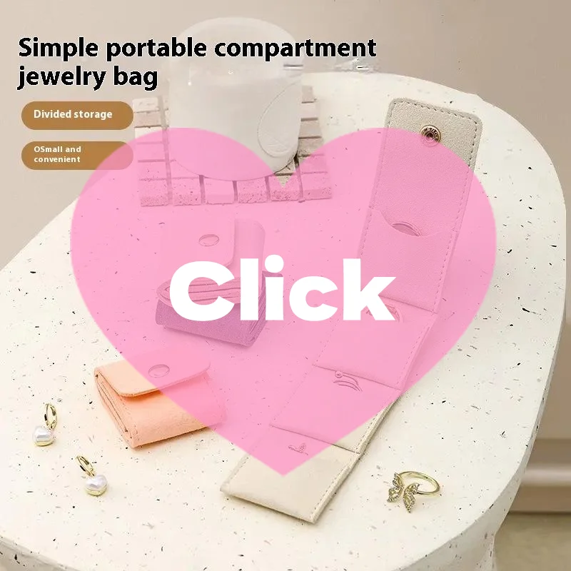 Cute Small Microfiber Snap Closure Bags Jewelry Folding Storage Bags Stud Earring Ring Charm Necklace Organizer Gifts Pouches
