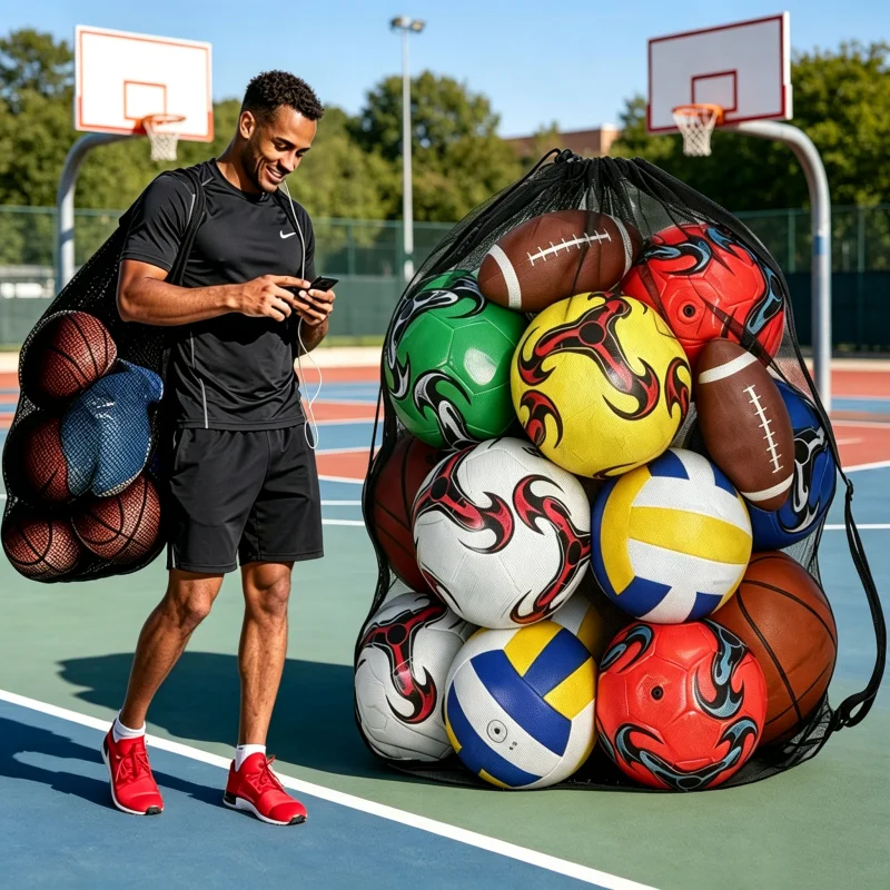 Team Training Large Capacity Storage Bag Basketball Football Packback Drawstring Mesh Storage Bag Sports Gym Pocuch Shoulder Bag