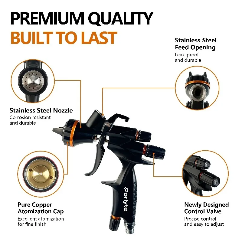 Professional 007 Air Paint Spray Gun for Car Repair Workshop, 1.3mm HVLP High Atomisation 600mL Cup