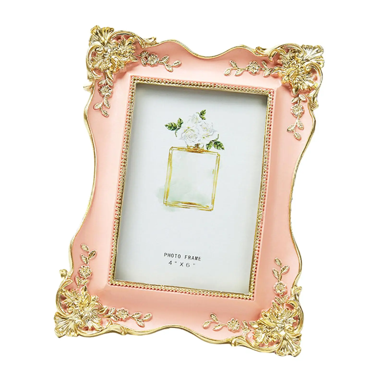 Ornate Resin Photo Frame Retro Tabletop Display Holder for Pictures Rectangular European Style Home Decor Art Piece