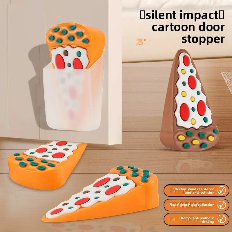 

Мультяшная дверь для пиццы, бесшумная противоскользящая дверная барьерная стойка для предотвращения столкновений, сверление не требуется, мобильное ручное блокирующее устройство для предотвращения столкновений
