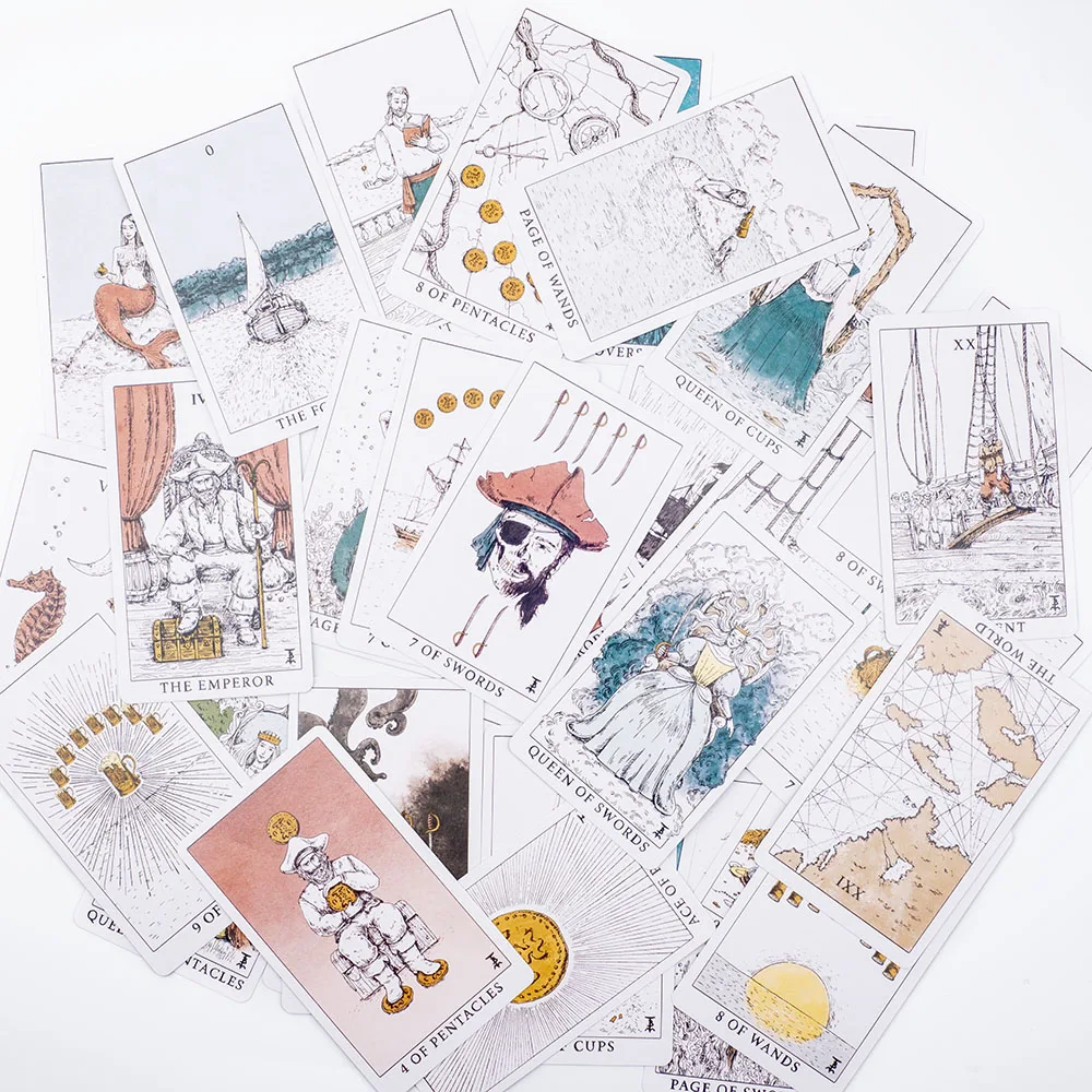 Ocean Themed Tempest Tarot Deck 78 Card Divination Set 10.4*6.1cm Beautifully Designed for Board Games and Tarot Reading