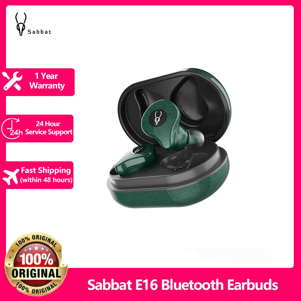 

Sabbat E16 TWS Wireless Bluetooth Earphones Earbud Master-Slave Dual Mode Switching Advanced Noise Cancellation 45ms