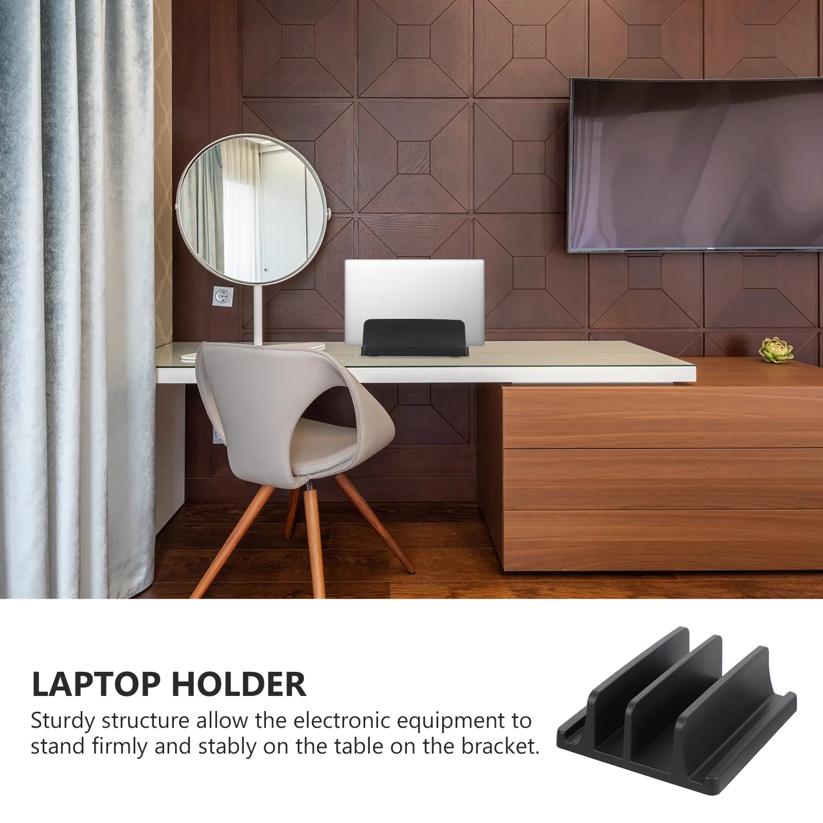Supporto per laptop a doppio slot Supporto da tavolo in plastica di tipo verticale Robusto organizer per laptop per riporre oggetti per l'home office e la casa