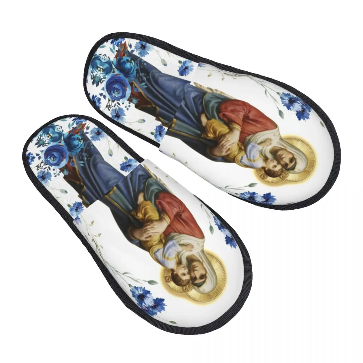 Custom Virgin Mary Soft Memory Foam House Slippers Women Our Lady of Guadalupe Mexico Comfy Warm Anti-skid Sole Slipper