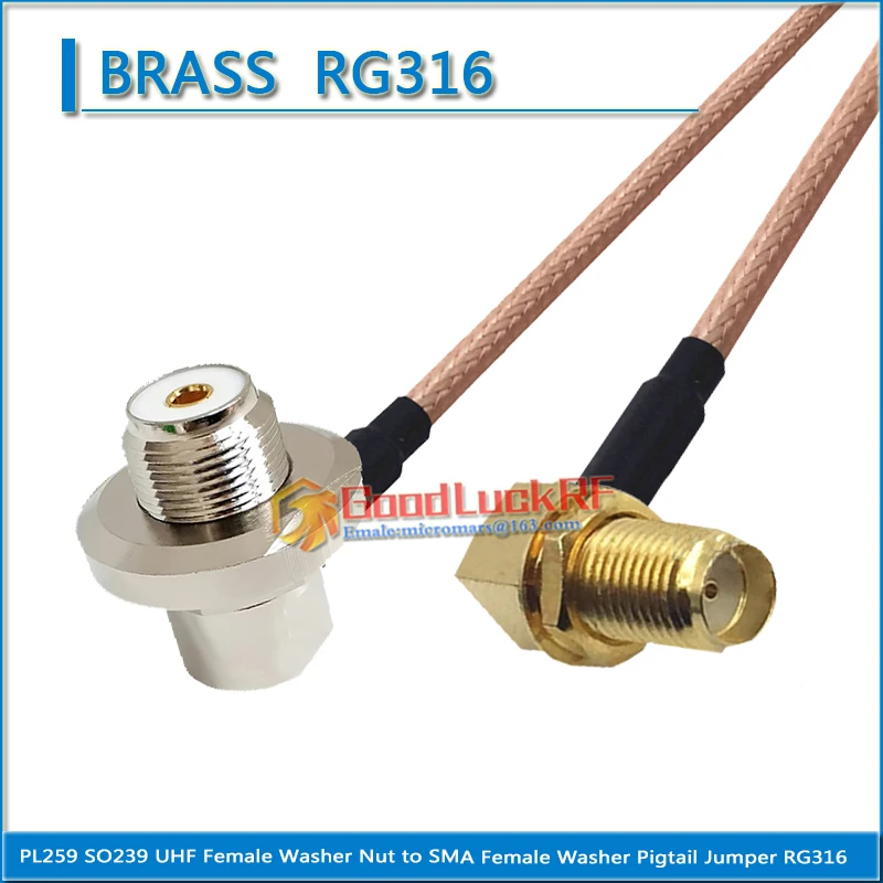 

PL259 SO239 UHF Female Washer Nut Right Angle to SMA Female Washer Nut 90 Degree Coaxial Pigtail Jumper RG316 extend Cable
