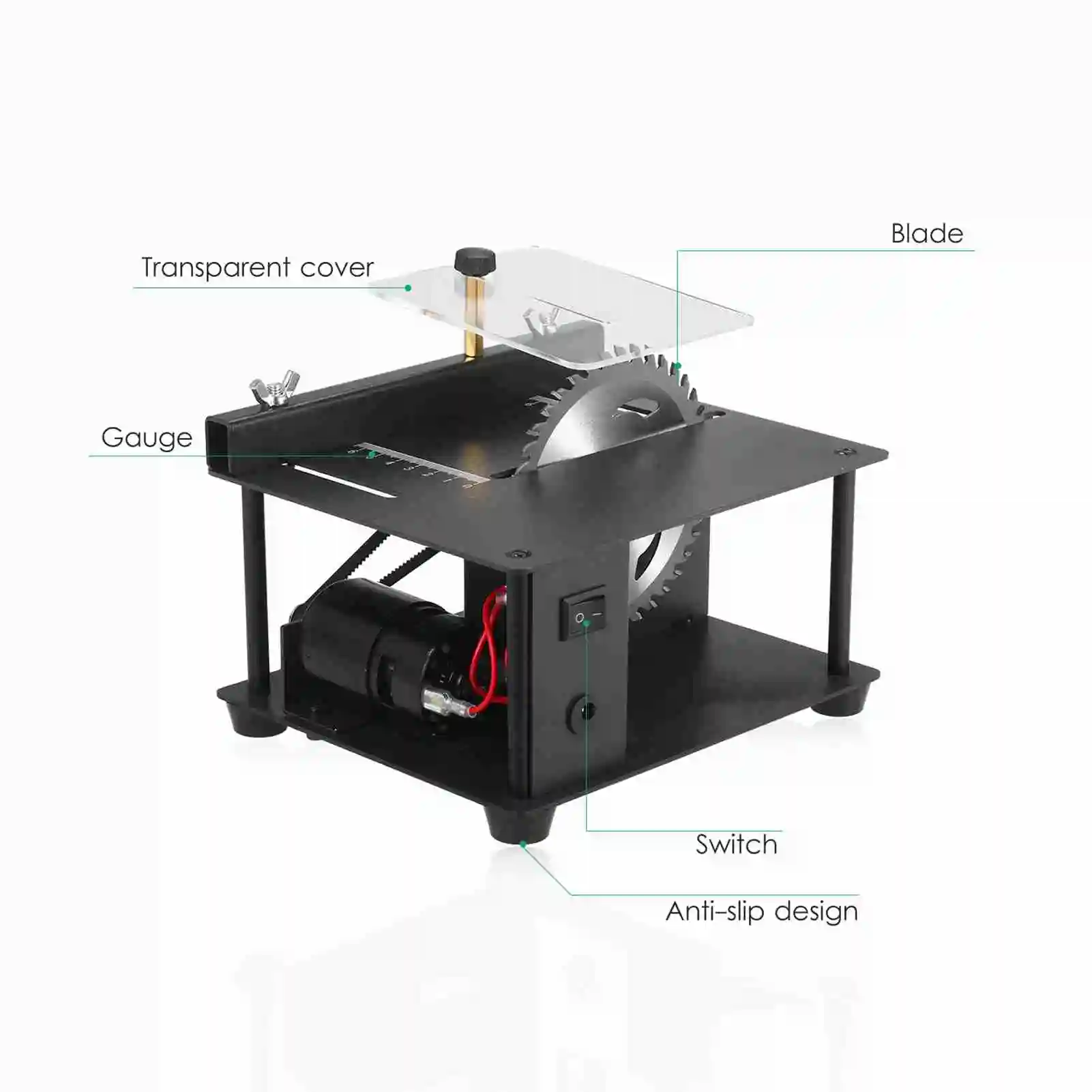 110-240V Multi-Functional Table Saw Mini Desktop Saw Cutter Electric Cutting Machine with Saw Blade Adjustable-Speed Angle