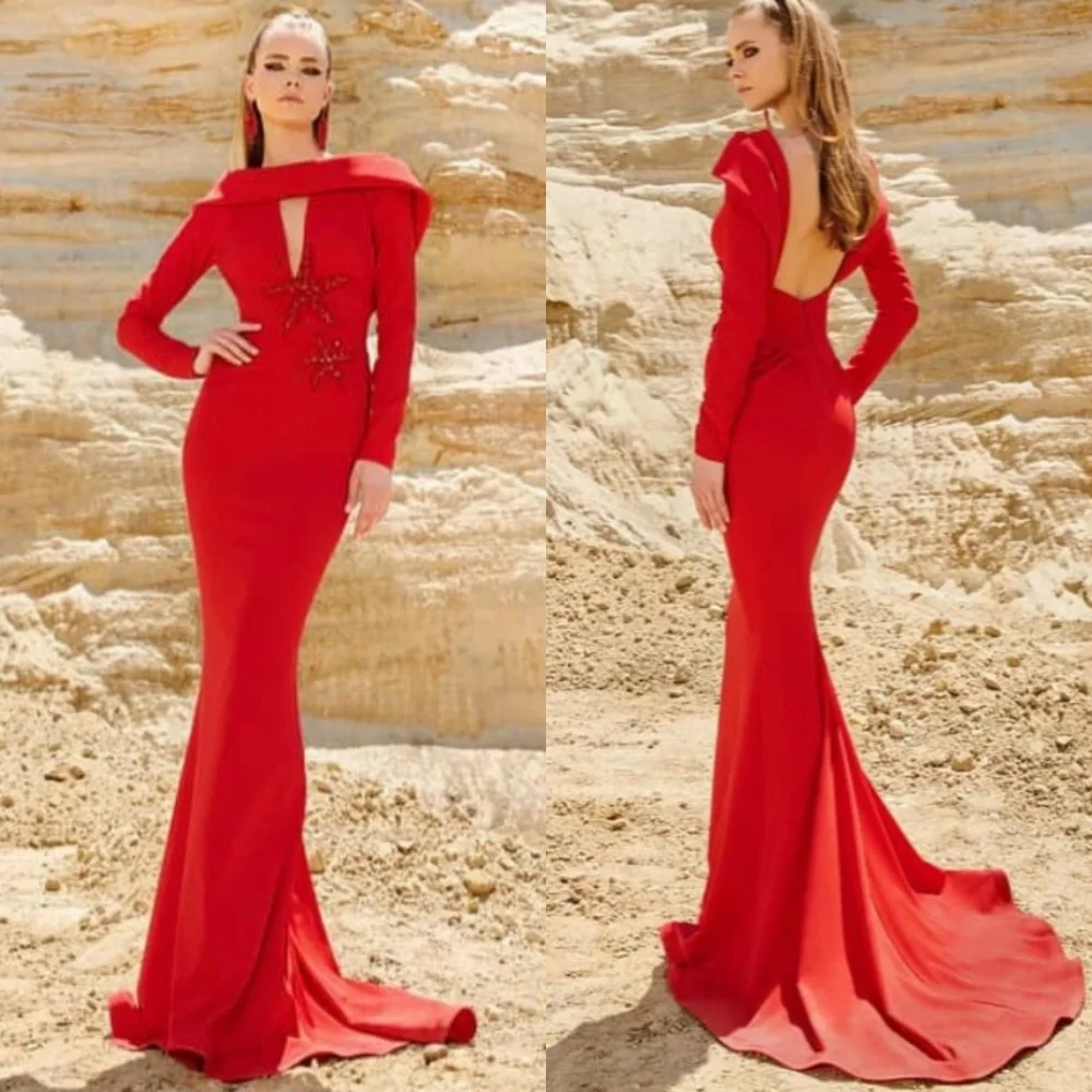

Customized Pastrol Unisex Jersey Sequined Pleat Trumpet Backless Long Dresses Bespoke Occasion Formal