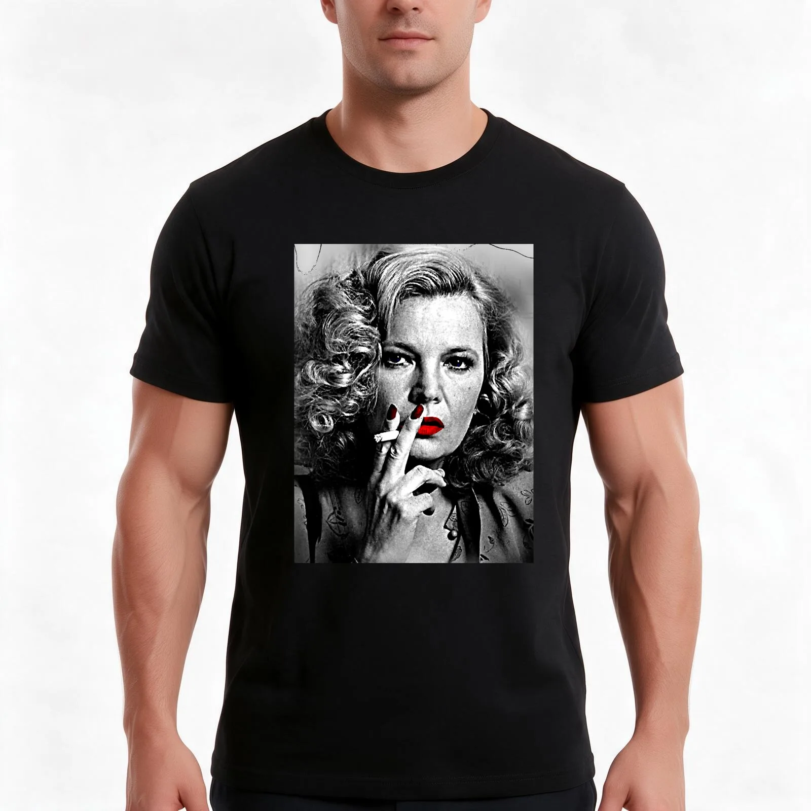 Gena Rowlands . T-Shirt Summer Casual Cotton Tee Oversized Streetwear Tops Vintage Graphic Print Loose Fit Short Sleeve