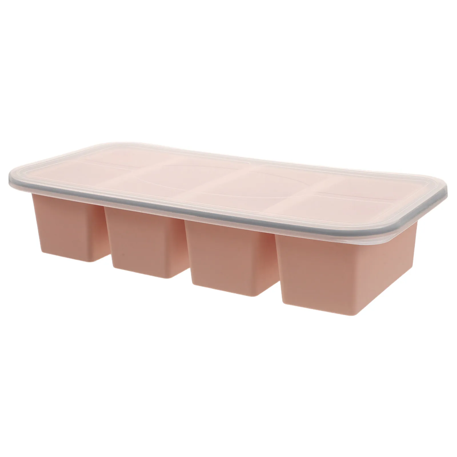 4 Compartment Silicone Freezer Mold 1 Cup Each Stackable with Lid Reinforced Rim for Meal Prep Soup Cubes Sauce Portioning Easy