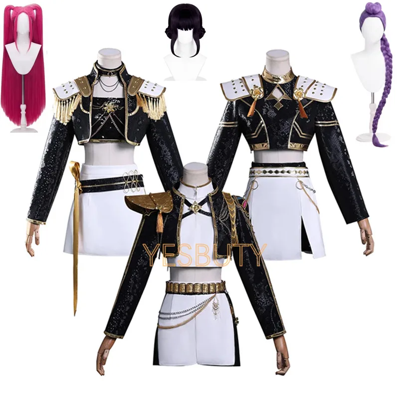 

Black Golden Rumi Zoey Mira Cosplay KPop Demon Hunters Cosplay Costume Wig Women Halloween Party Role Playing Outfit Suits