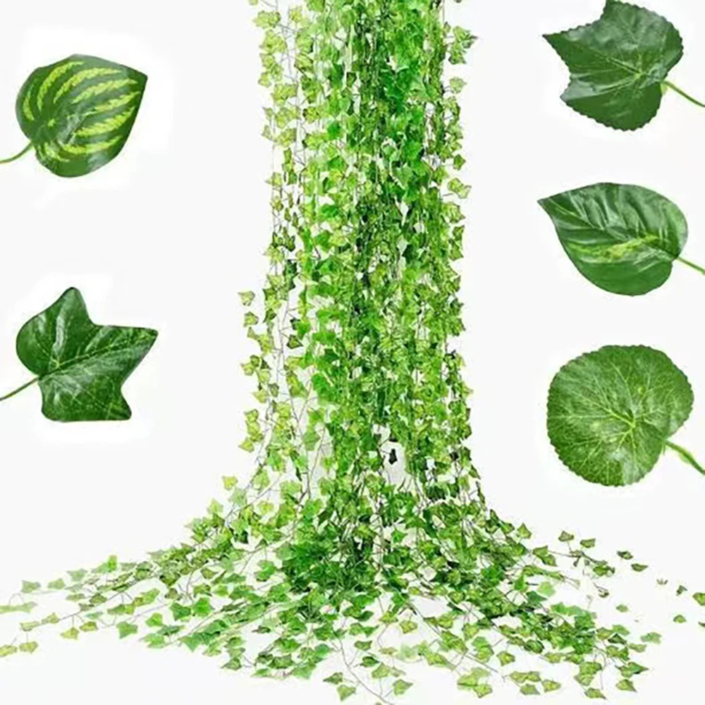 1PC Artificial Vine, Grape Leaves, Plastic Pothos Leaves, Green Plants, Ceiling Decoration, Artificial Green Leaf Vine image 3