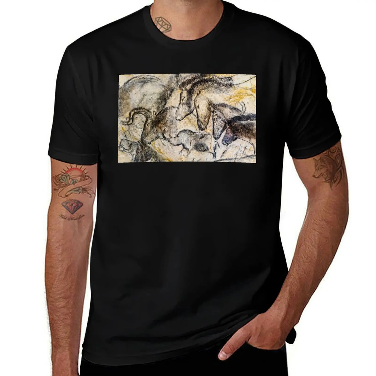 

Chauvet Horses Aurochs and Rhinoceros T-Shirt man t shirts graphic man t shirt luxury T-Shirt
