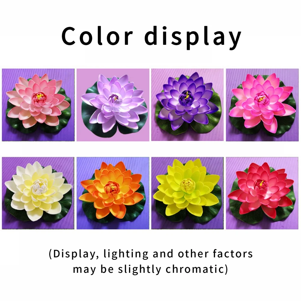 10CM Artificial fake Lotus flowers leaf Pond flower Water Lily Floating Pool fish tank flores Plants Wedding Decoration2