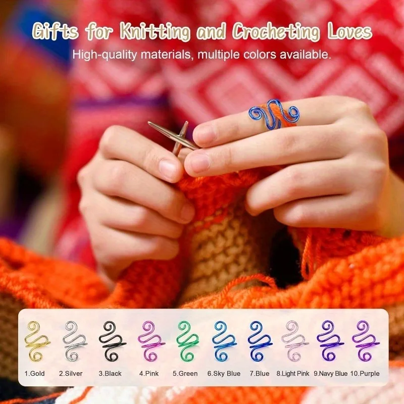 2/5/10pc DIY Adjustable Twisted Snake Shape Knitting Loop Crochet Finger Rings Artistic Handmade Knitting Making Auxiliary Tools