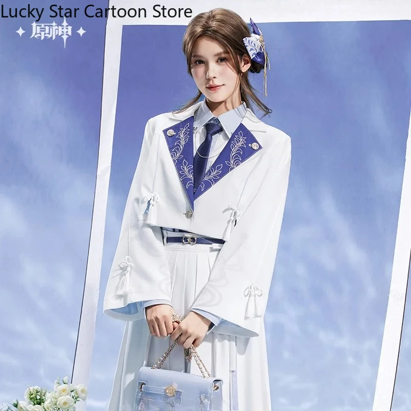 معطف Mihoyo الرسمي Kamisato Ayato بأكمام واسعة وطية صدر السترة لعبة Genshin Impact Ayato أزياء تنكرية للهالوين