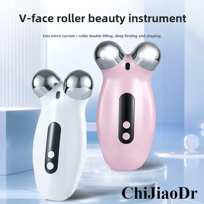 Dispositivo de beleza portátil doméstico V-face Roller EMS Dispositivo elétrico de massagem facial de levantamento e endurecimento