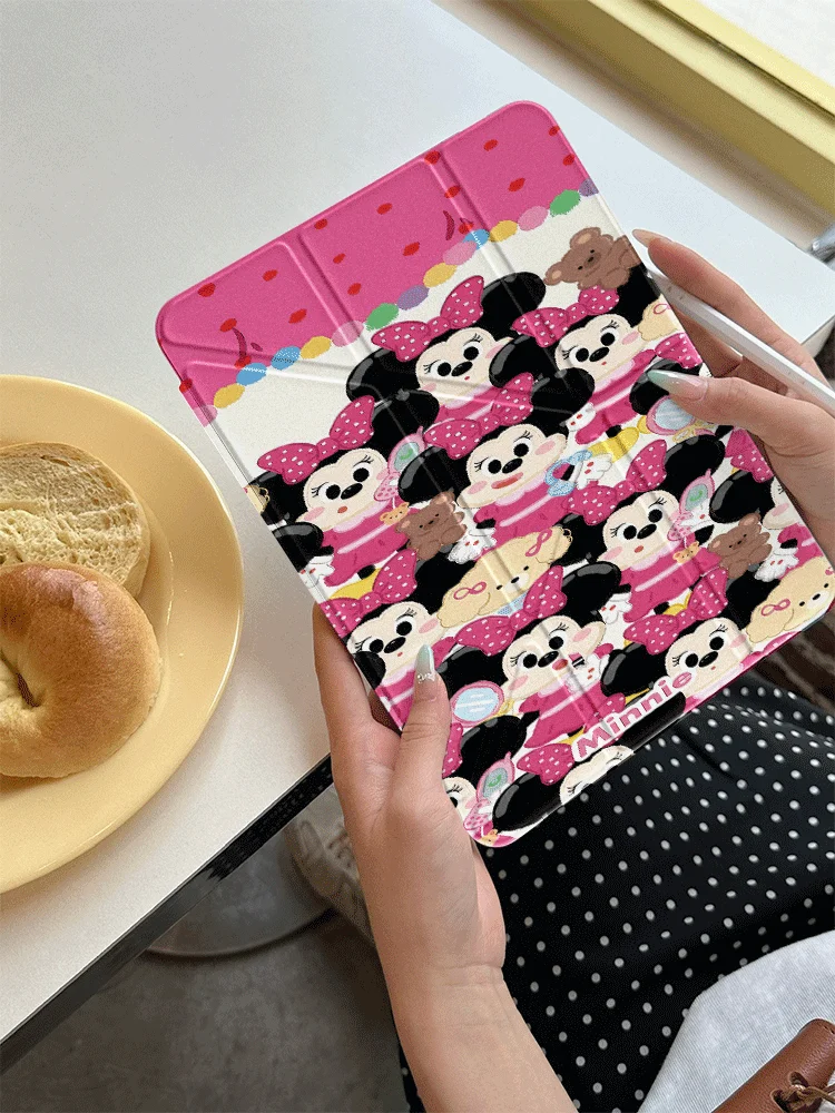 

Cartoon Disney Minnie Mouse Tablet Case with Pen Slot For iPad Pro 11/12.9/13in 2018-2025 Air/Pro 11/13in 2024-2026 M3 M4 Case