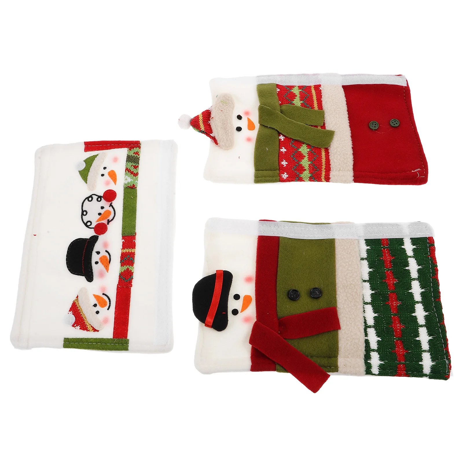 

3Pcs Refrigerator Door Handle Covers Soft Fabric Snowman Print Holiday Decorative Covers for Fridge Cabinet Door Knobs