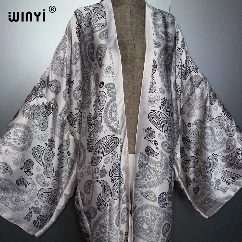WINYI 着物 アフリカ女性 アバヤ ムスリム女性 カーディガン 女性用 クラシック カシューナッツ柄 パーティーカフタン カジュアルビーチカバーアップ ボヘミアンワンピース