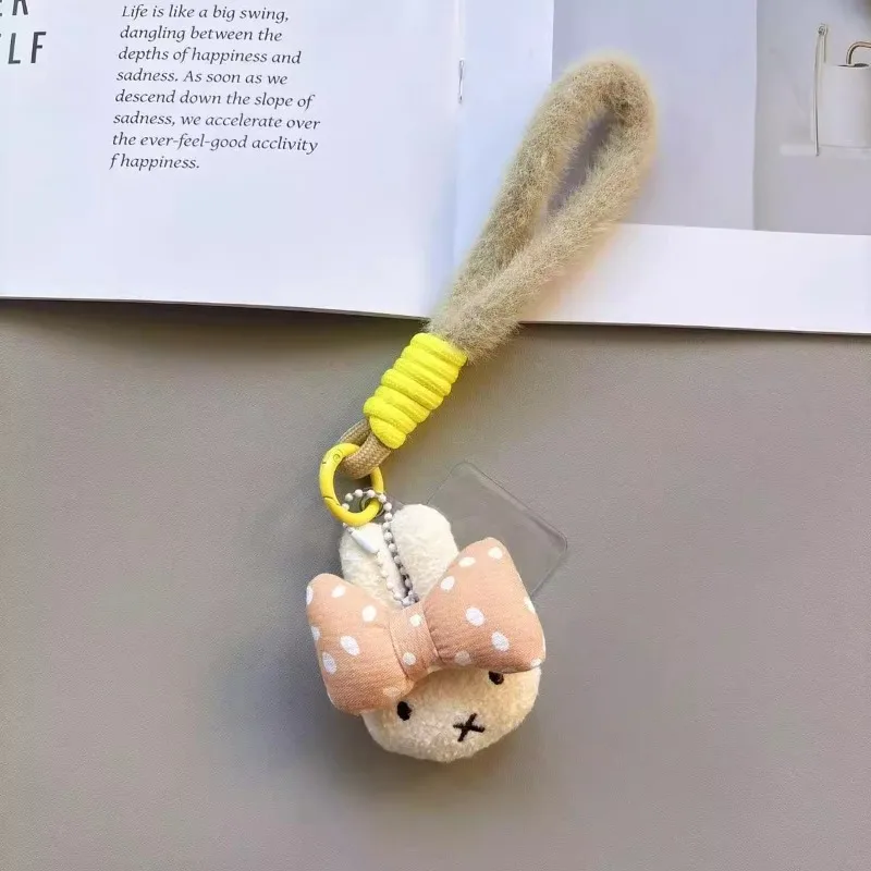 Porte-clés pendentif en peluche Miffy mignon, lanière de téléphone portable, bijoux de poupée en peluche, pendentif de sac à dos, cadeaux d'anniversaire pour garçons et filles