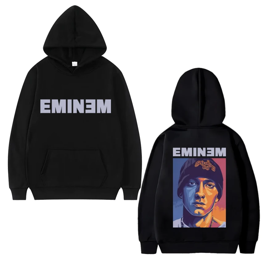 

Eminem Classic 90s music Graphic black Hoodie New Men Women aesthetics Y2k Casual Sweatshirt Unisex Fleece Long sleeve pullovers