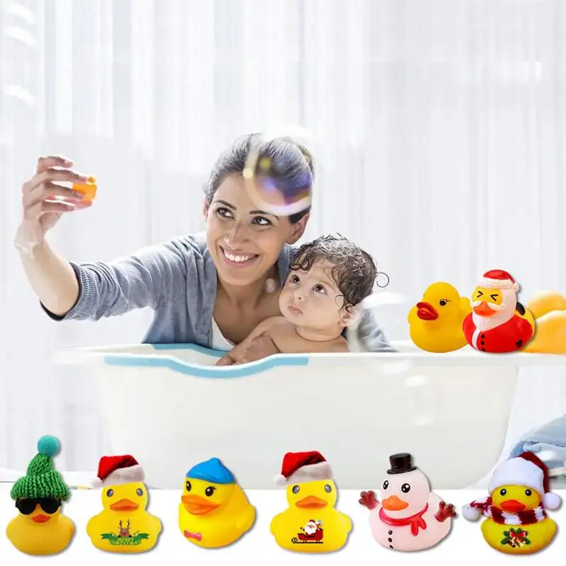 Calendario de Adviento de pato de goma para niños, juguete de baño de pato amarillo, recuerdo de fiesta de Navidad, juguetes creativos, 24 cuadrículas, 2022