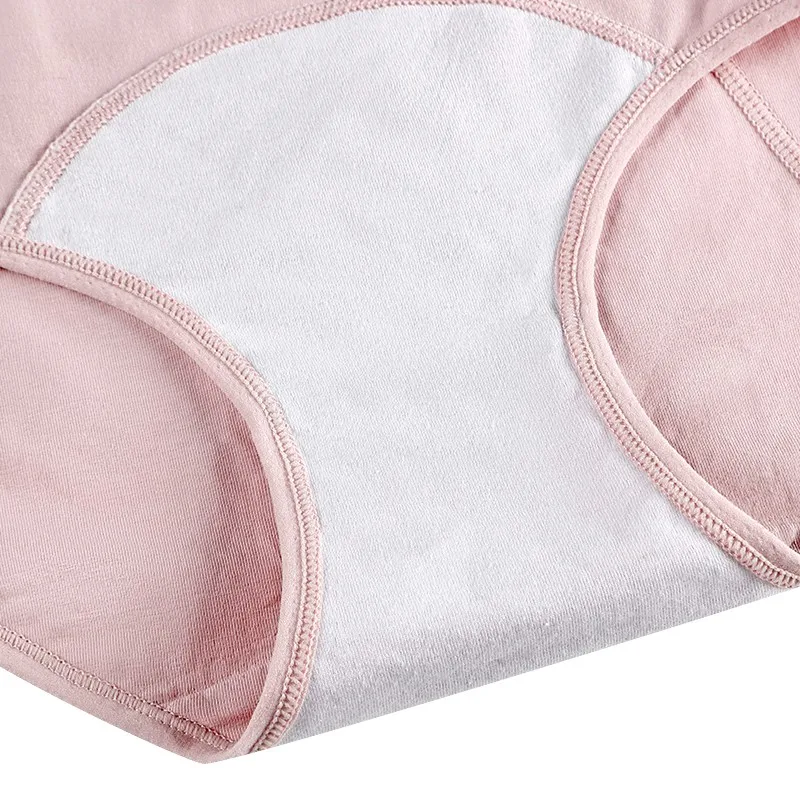 Women Cotton Menstrual Panties Plus SizeHigh Waist Underwear Leakproof Breathable PureColor Soft Monthly Mid Physiological Pants