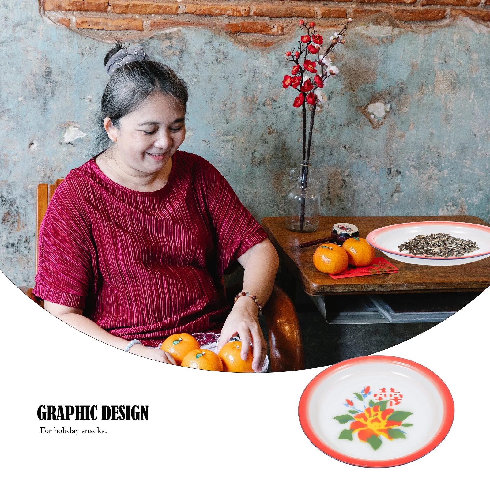 

1 pc Tea Tray Retro Handmade Plate For Salad Dessert Enamel Food Bowl Food Serving Tableware Decor Dining Home Gift