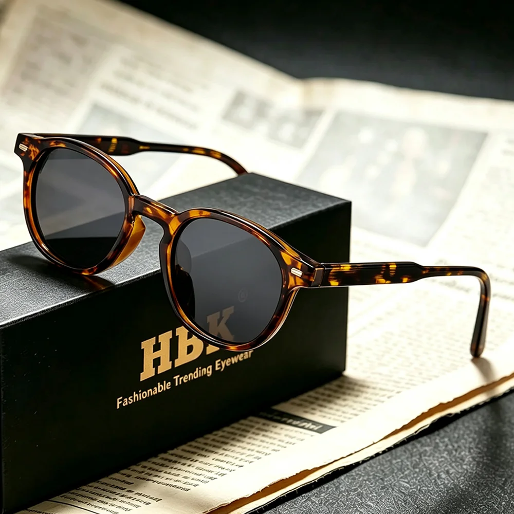 Image of HBK Fashion Polarisierte runde Sonnenbrille für Herren und Damen, TR-90-Rahmen, Sonnenbrille, Retro, leicht, für Outdoor-Reisen, Wandern, Brillen, UV400