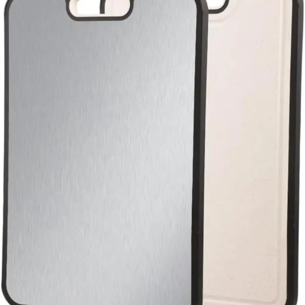 

Double-Sided Stainless Steel & Wheat Straw Kitchen Cutting Board, Food Grade, Easy Clean, 16x11 Large Size