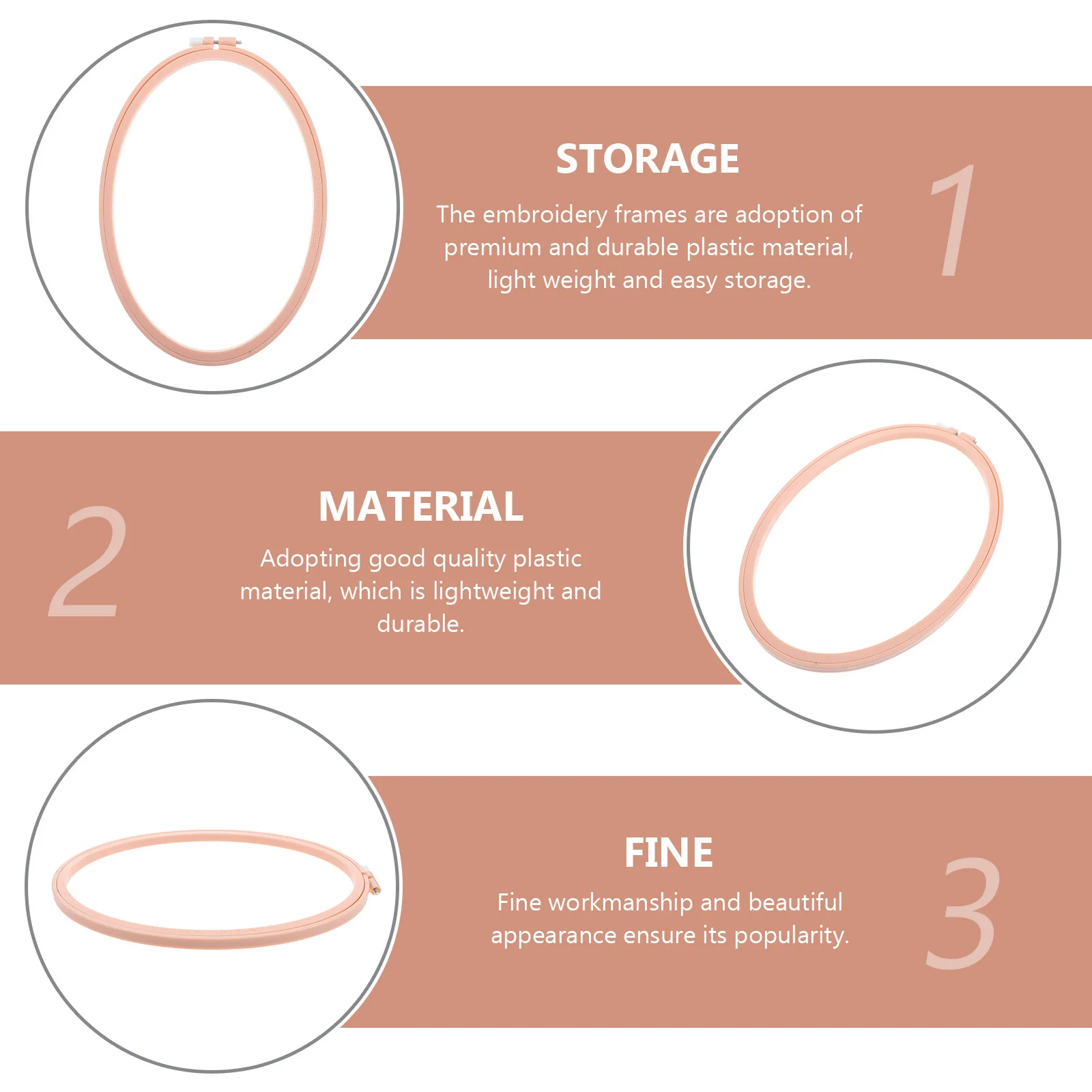 

5Pcs Cross Stitch Embroidery Hoops Oval Plastic Frame Set Tightening Screw for Fabric Craft Sewing Accessories