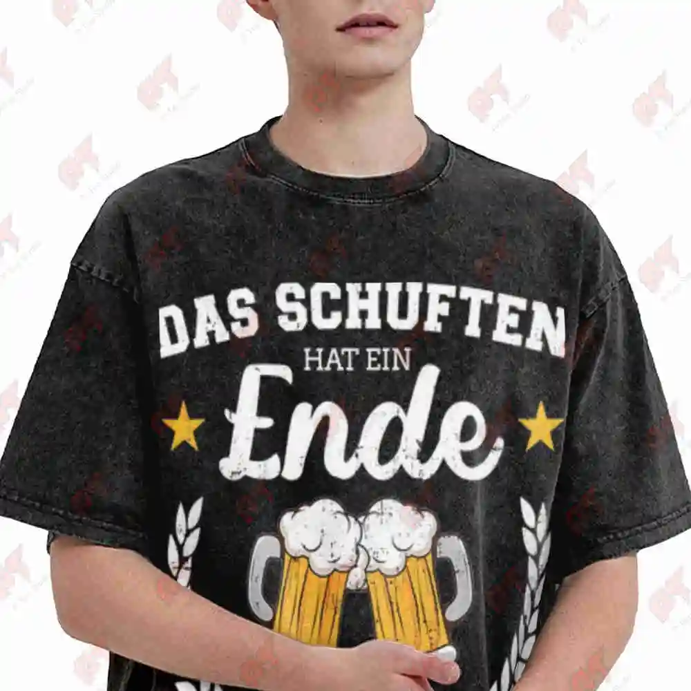 Das Schuften Hat Es Lebend Die Rental Beer Mug Laurel Vintage Washed Tee Pure Cotton T-Shirt