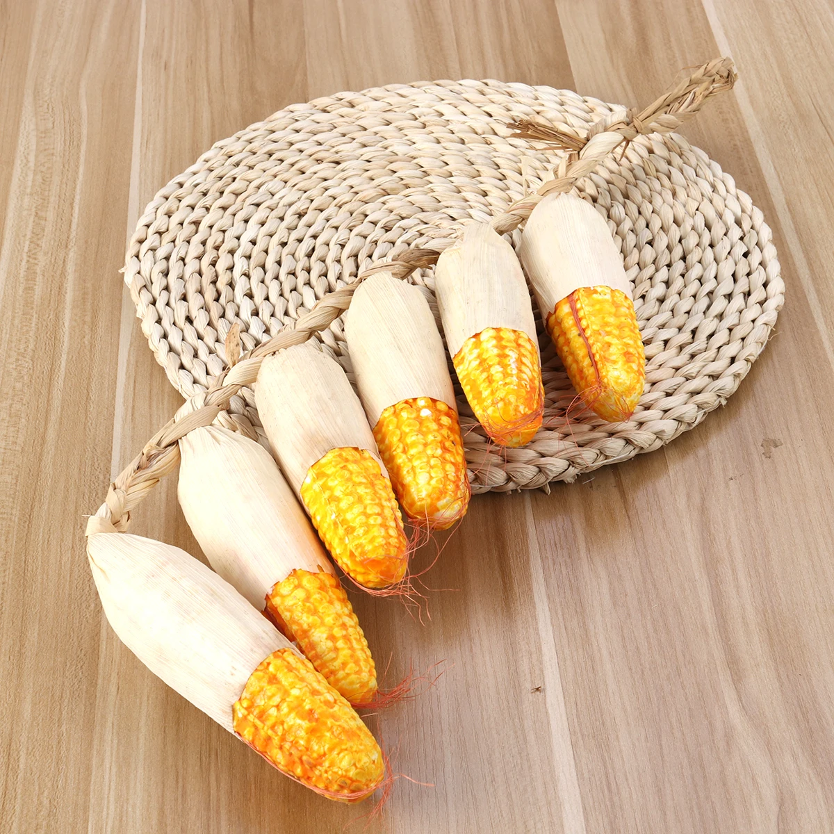

Lifelike Artificial Corn String 50Cm Long 6 Corns Hanging for Home Restaurant Kindergarten Teaching Aid Artificial Vegetables
