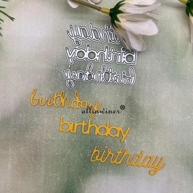 

Three birthday letters Metal Cutting Dies Stencils Die Cut for DIY Scrapbooking Album Paper Card Embossing