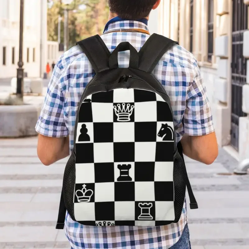 Custom Fashion Chess Backpacks Women Men Casual Bookbag for School College Chessboard Game Bags