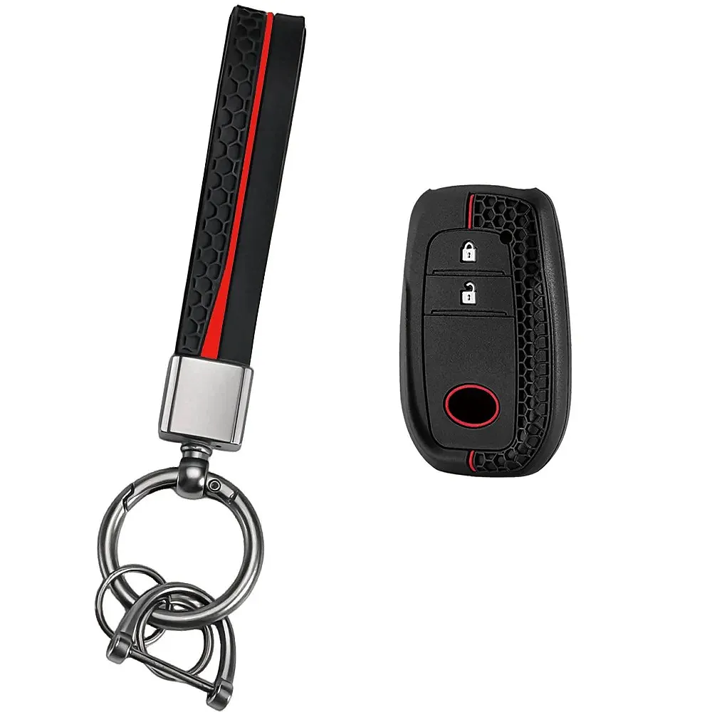 Soft Silicone Car Key Case Cover Keychain Fit Toyota Corolla Yaris Prius Hilux Land Cruiser LC200 LC250 LC300 Auto Key Protector