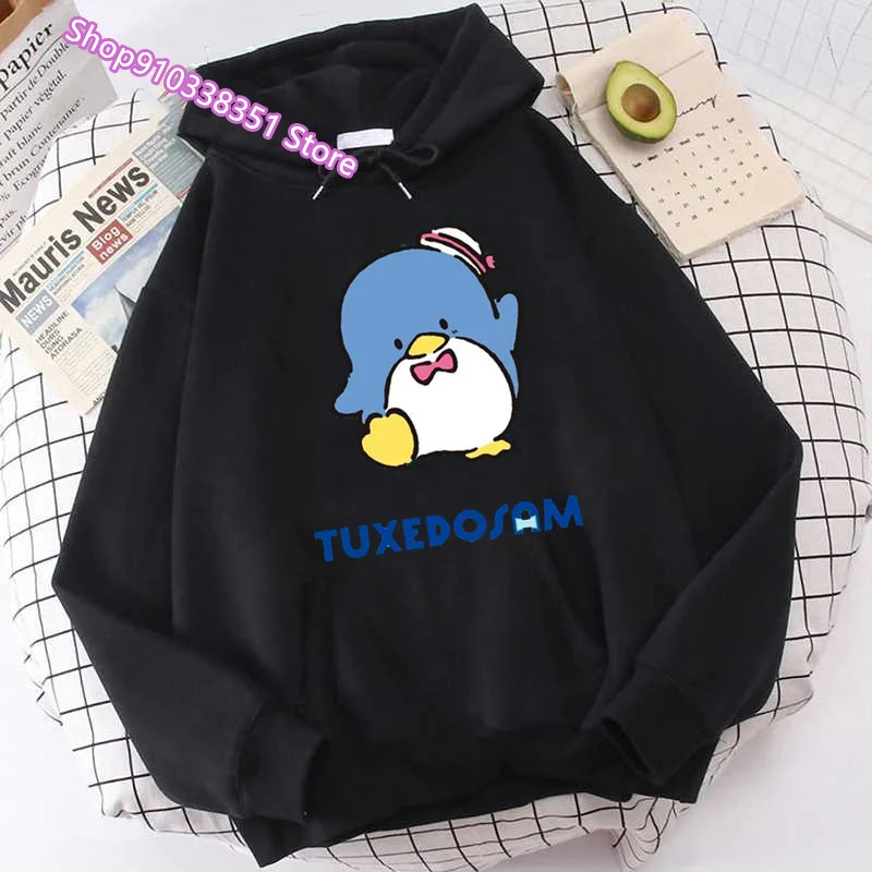 TuxedoSam Hooded For Women 2000s Aesthetic Long Sleeve Street White Hoodie Harajuku Korean Oversize Sweatshirt Ladies Sweater