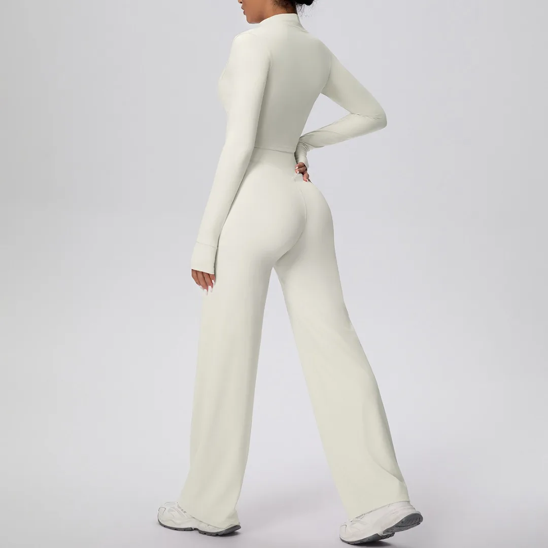 

Zipper Coat Yoga Set High Waist Hip Lift Slim Jacket Pants 2pc Set Outdoor Casual Running Fitness Workout Clothes Gym Sportswear