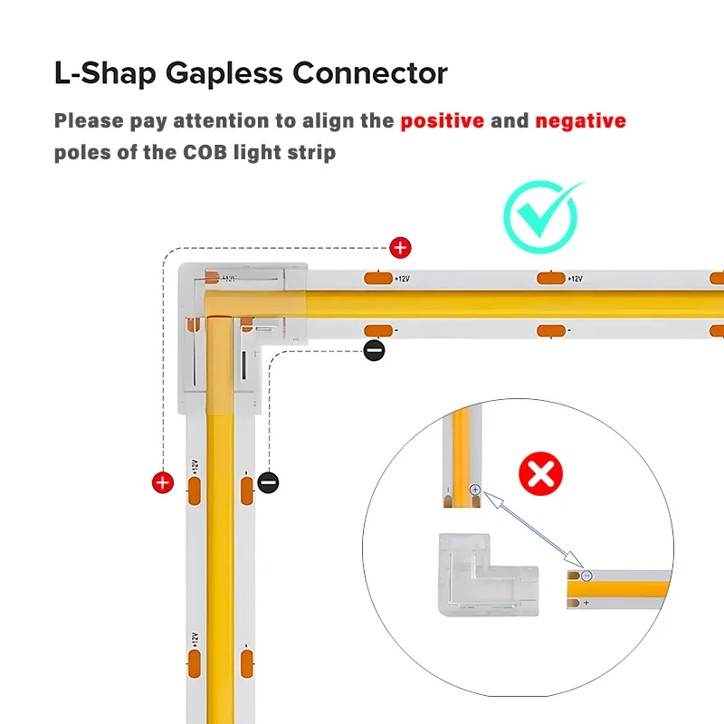 COB Connector 8mm LED Strip 5-24v 2pin Terminal Extension Wire LED Connectors Fixed Clips For Pin No Dark Area Single Dual End