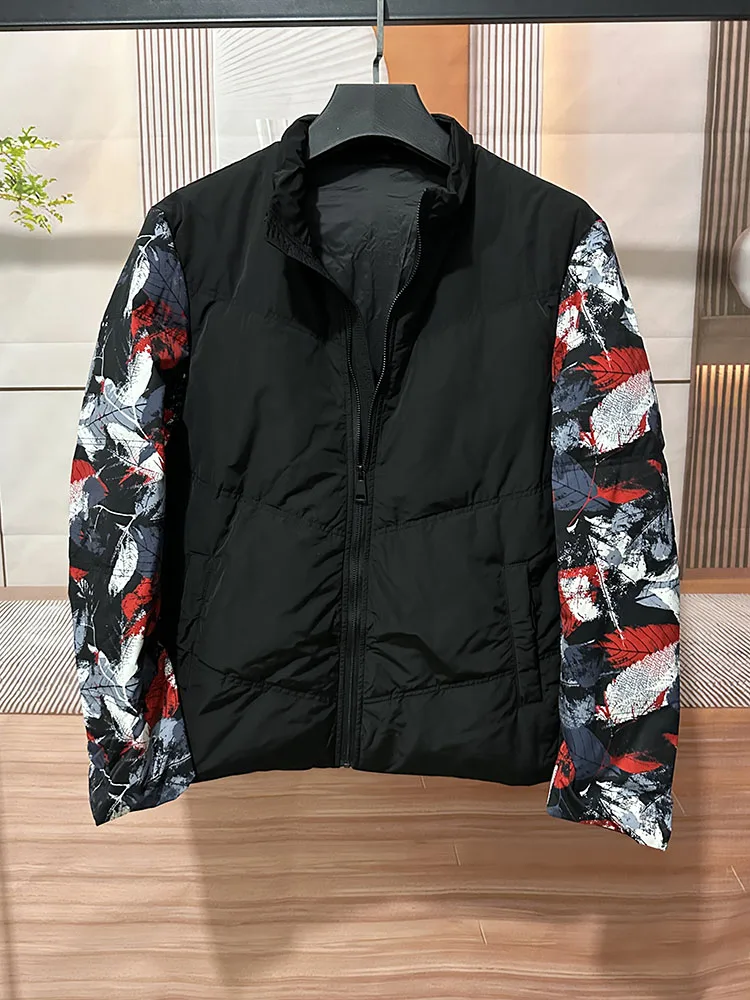 

Мужская белая зимняя куртка с воротником-стойкой, утепленная пухом, ветрозащитная, теплая, комфортная, из утолщенного полиэфирного волокна, на молнии