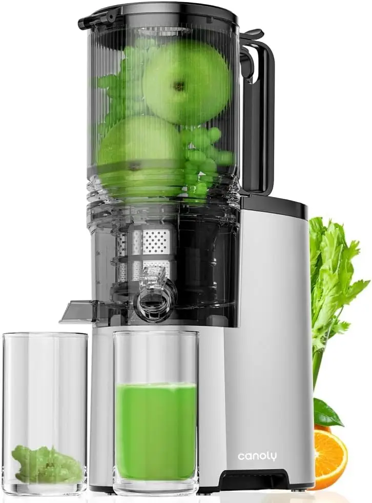 

Cold Press Juicer, 5.4" Extra Large Feed Chute Fit Whole Fruits & Vegetables, 350W Professional Slow Masticating Juicer Machines